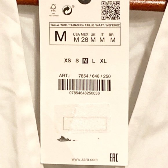 🤩ZARA SPAIN PLEATED POPLIN BLOUSE WHITE - Size M ✨SPRING / SUMMER COLLECTION 🌻 - Picture 3 of 5